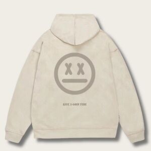 HAVE A GOOD TIME Plush Street Vibe Graphic JAPANESE Hoodie CREAM GRAY MENS SMALL